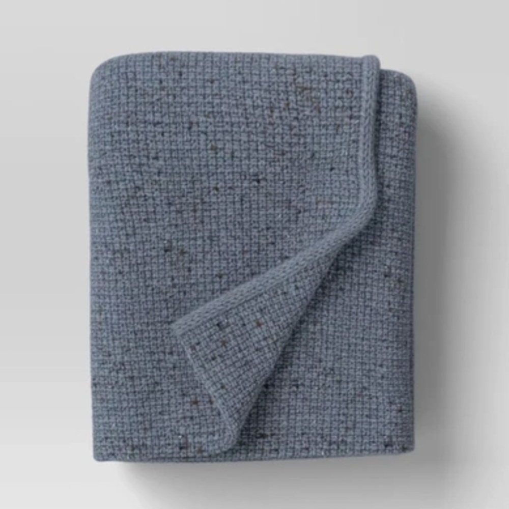 Threshold Marled Knit Throw Blue